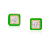 Green Enamel Vermeil Studs