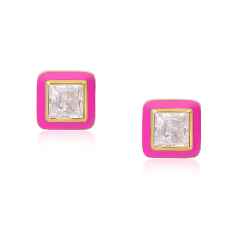 Fuchsia Enamel Studs