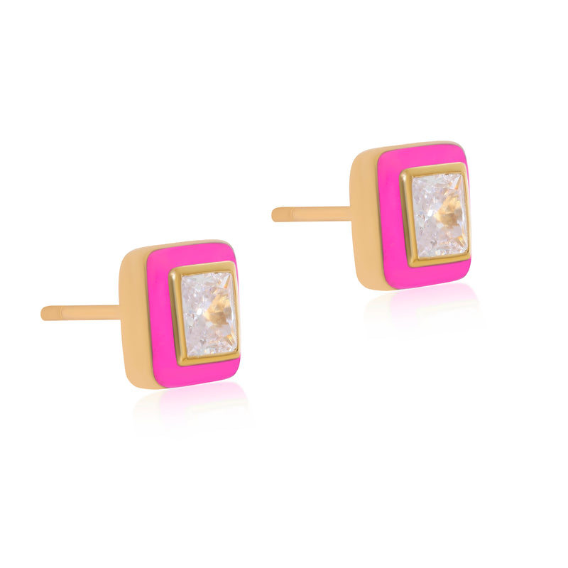 Fuchsia Enamel Vermeil Studs
