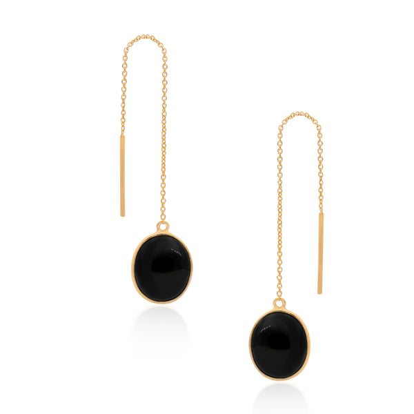 Black Onyx Threader Earrings