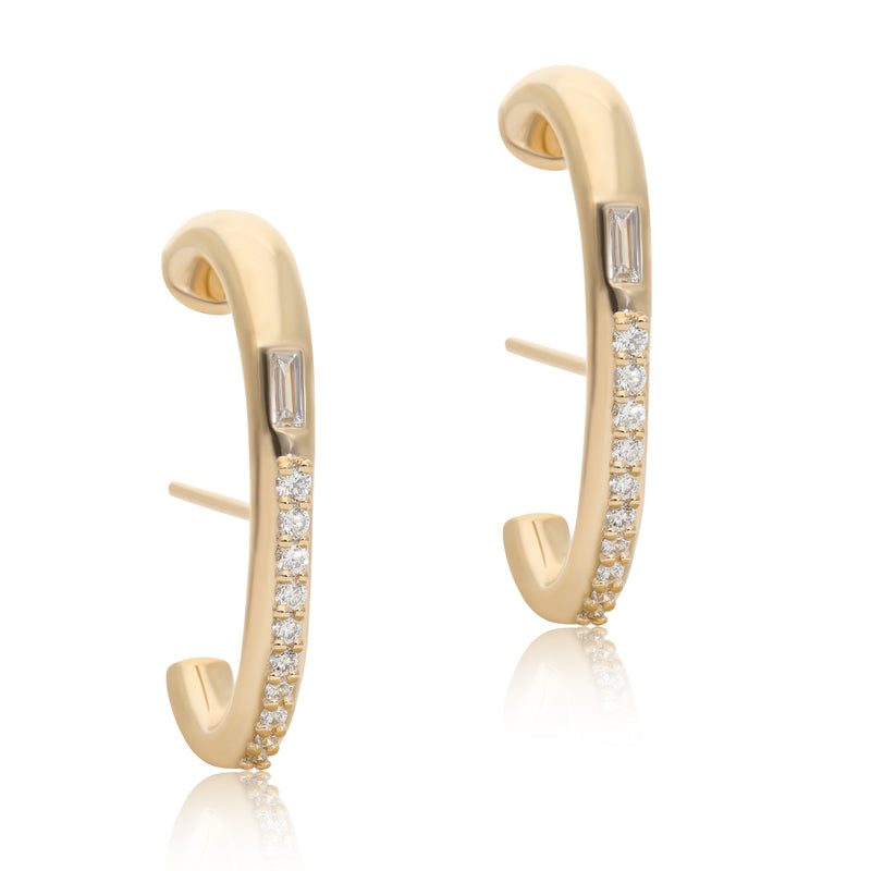 Ethereal Caress Diamond 14k Gold Cuff Earrings