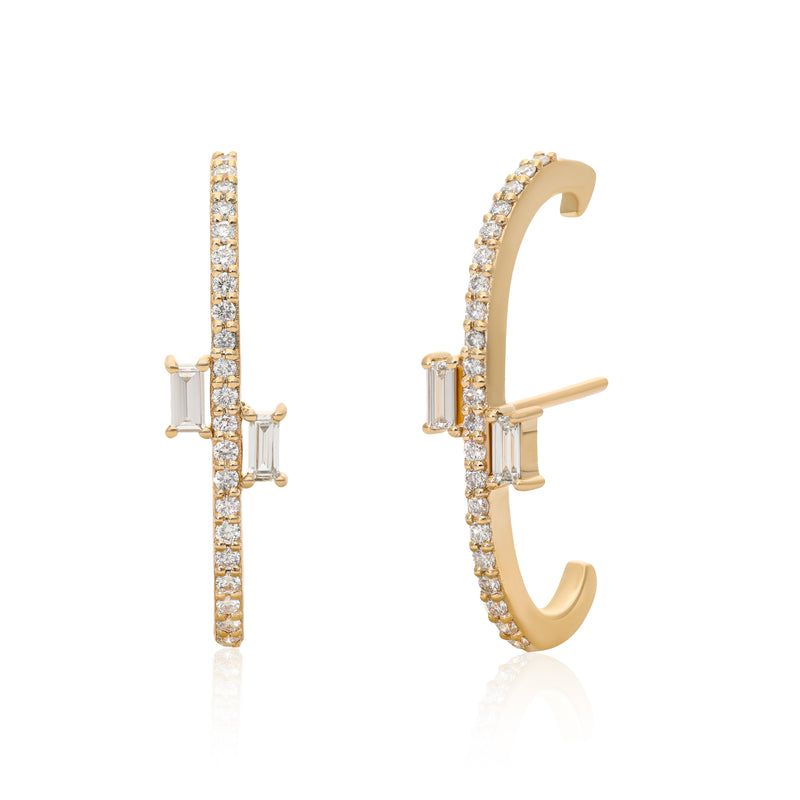 Ethereal Ellipse Diamond 14k Gold Cuff Earrings