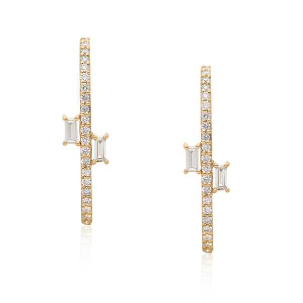 Ethereal Ellipse Diamond 14k Gold Cuff Earrings