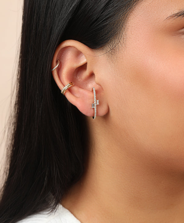 Ethereal Ellipse Diamond 14k Gold Cuff Earrings