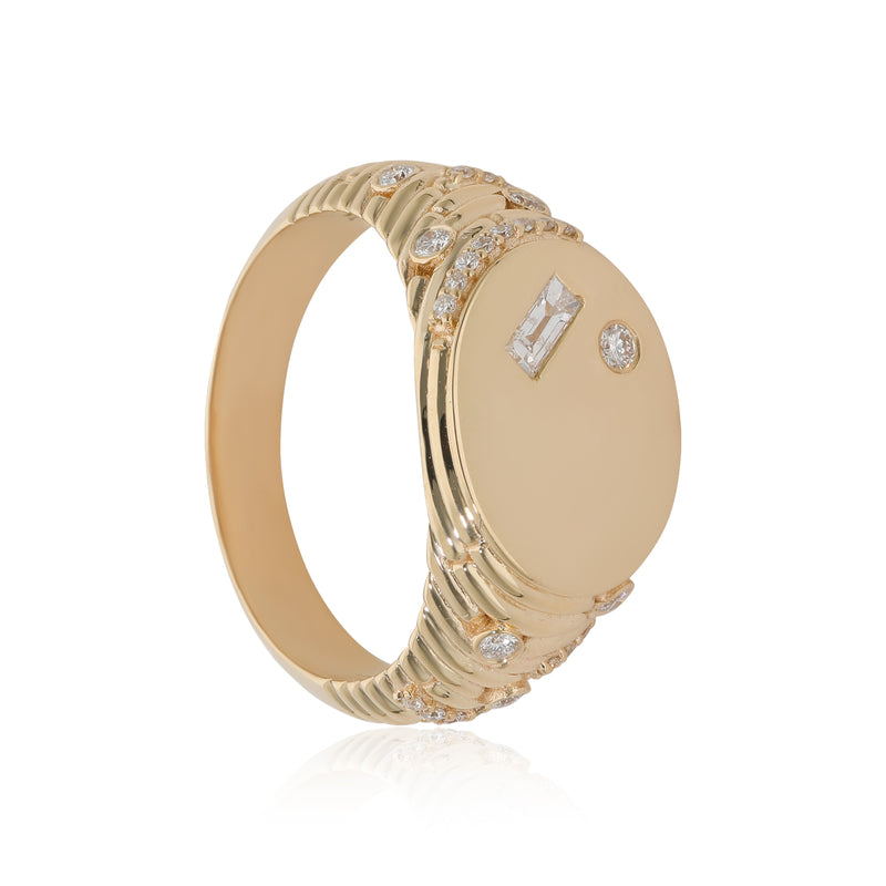 Ethereal Diamond 14k Gold Signet Ring