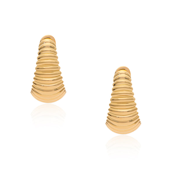 Ridged Basket Vermeil Hoops