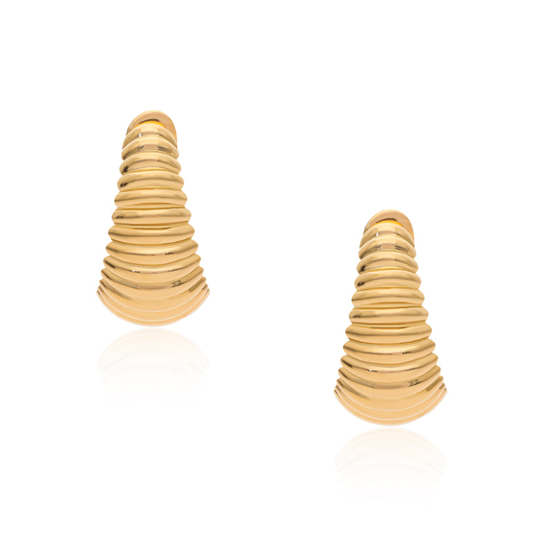 Ridged Basket Vermeil Hoops