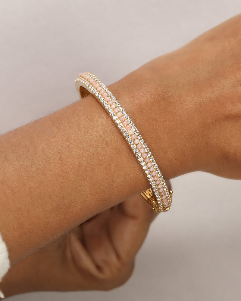Timeless Sparkle Vermeil Bracelet - Pink Opal