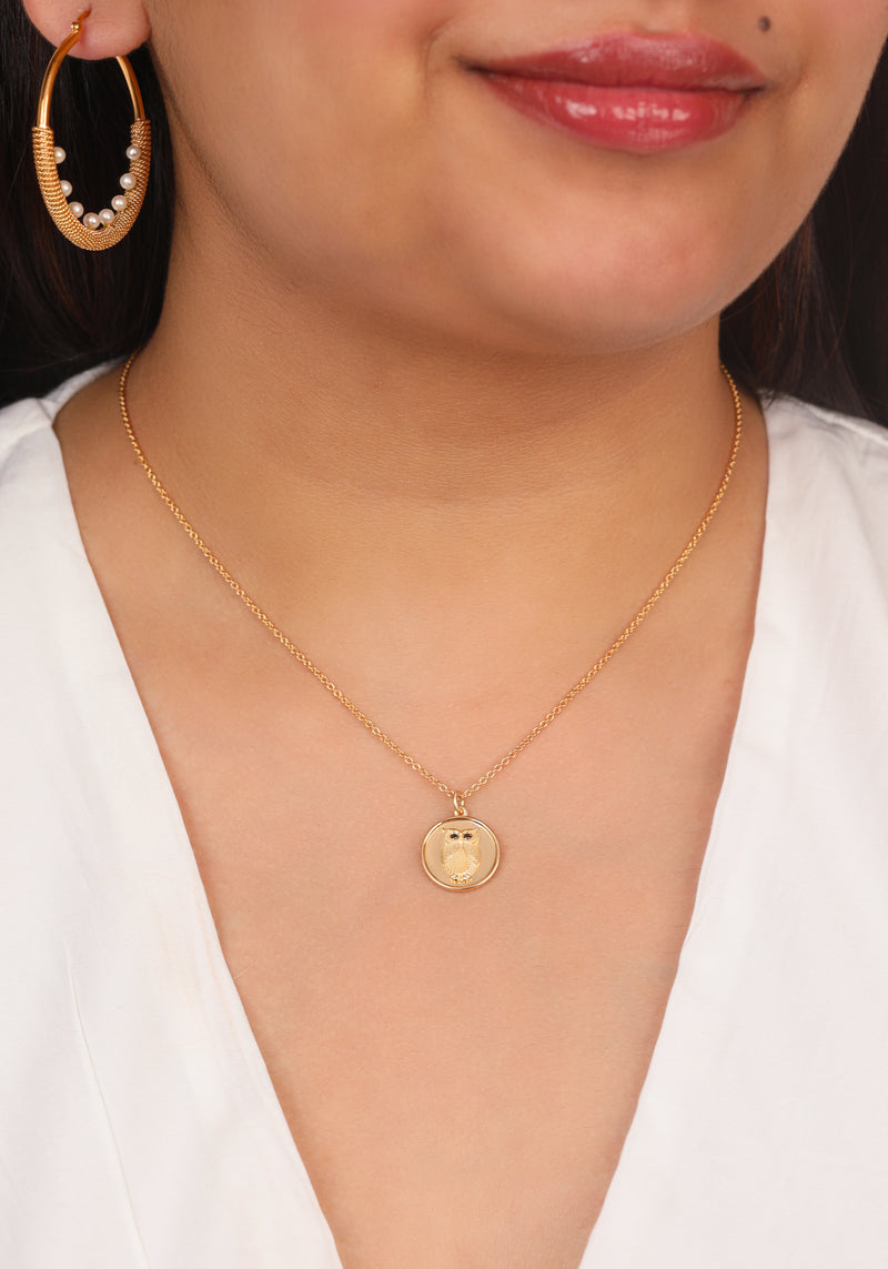 Owl Charm Vermeil Necklace