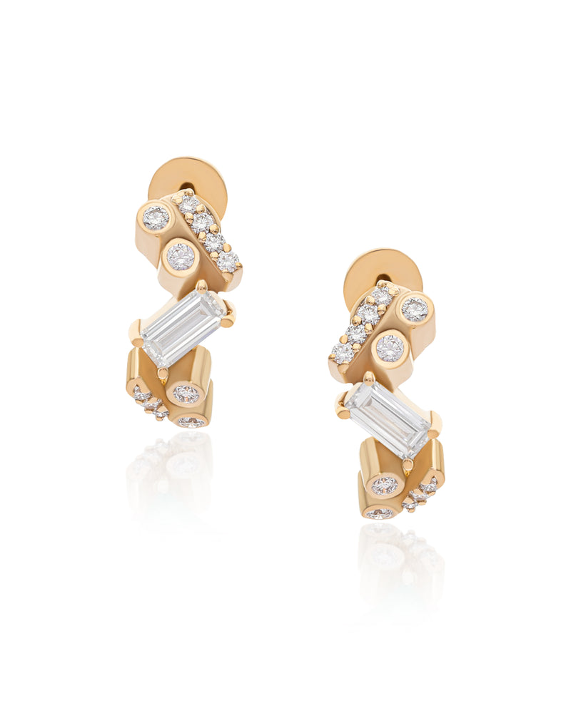 Ethereal Nugget Diamond 14k Gold Huggies