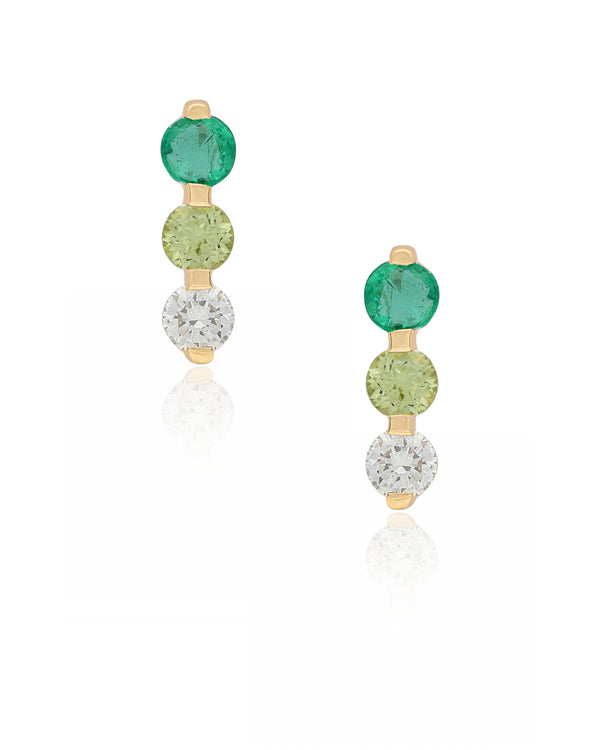 Fern Diamond & Emerald Bar Studs