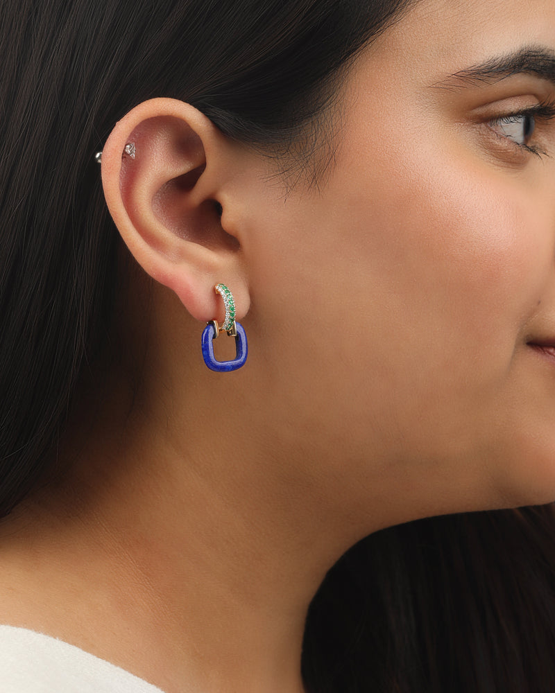 Pillow-Talk 14k Gold Hoops - Lapis