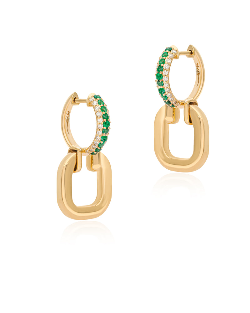 Pillow-Talk 14k Gold Hoops -Emerald