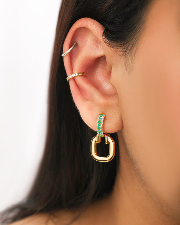 Pillow-Talk 14k Gold Hoops -Emerald