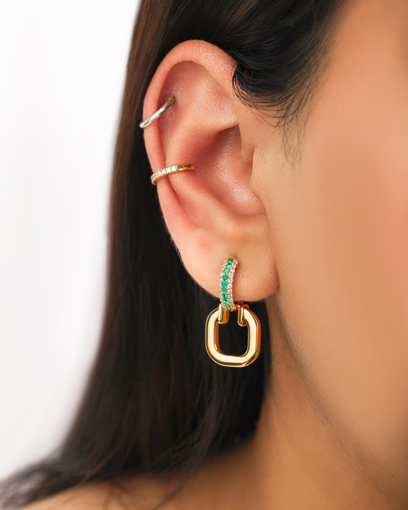 Pillow-Talk 14k Gold Hoops -Emerald