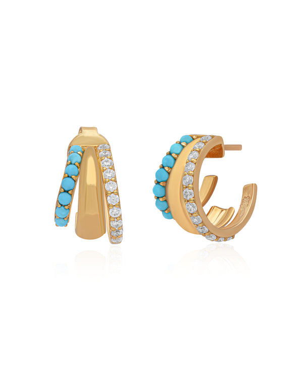 Riviere Turquoise Vermeil Hoops