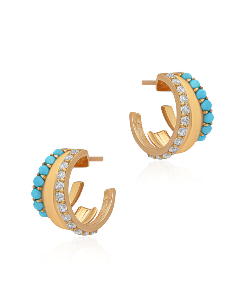 Riviere Turquoise Vermeil Hoops