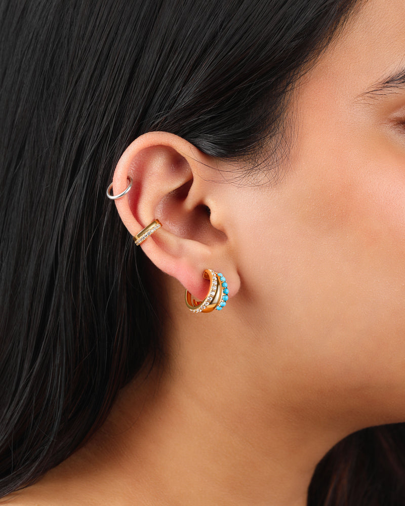 Riviere Turquoise Vermeil Hoops