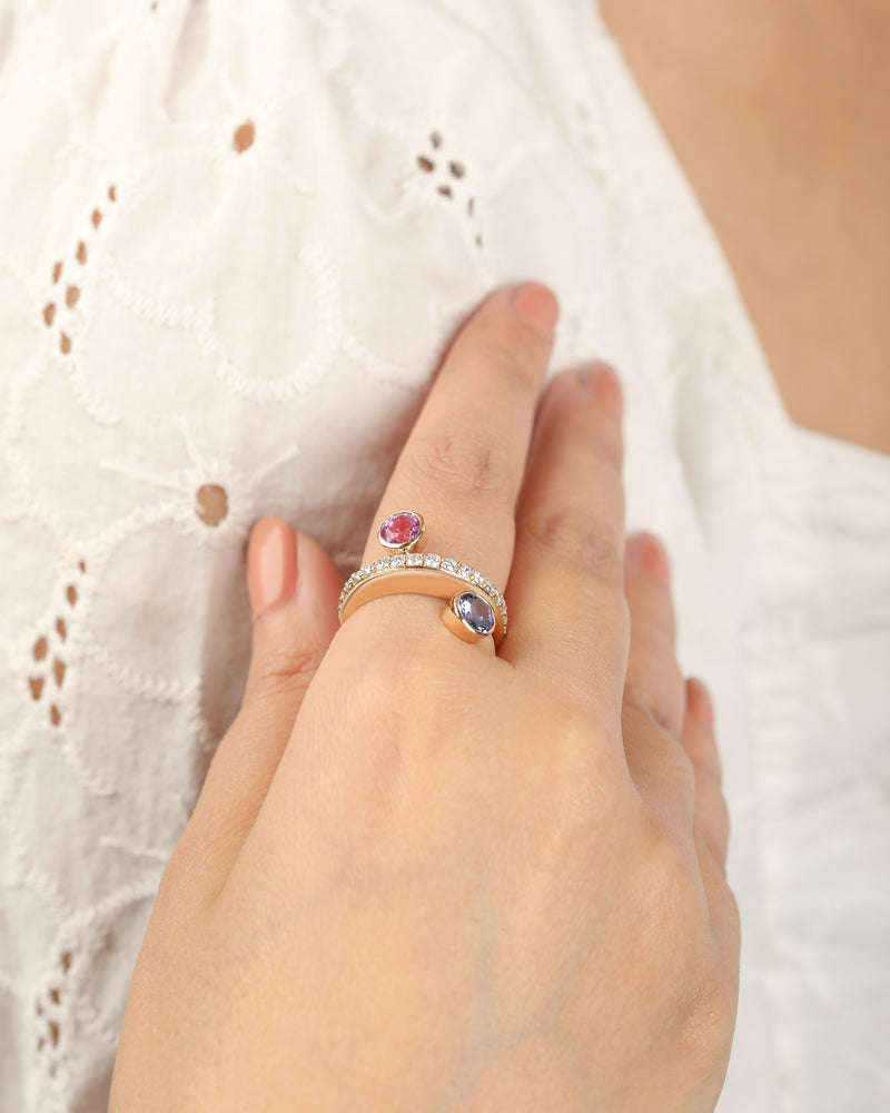 Domed Pink Sapphire 18k Gold Ring