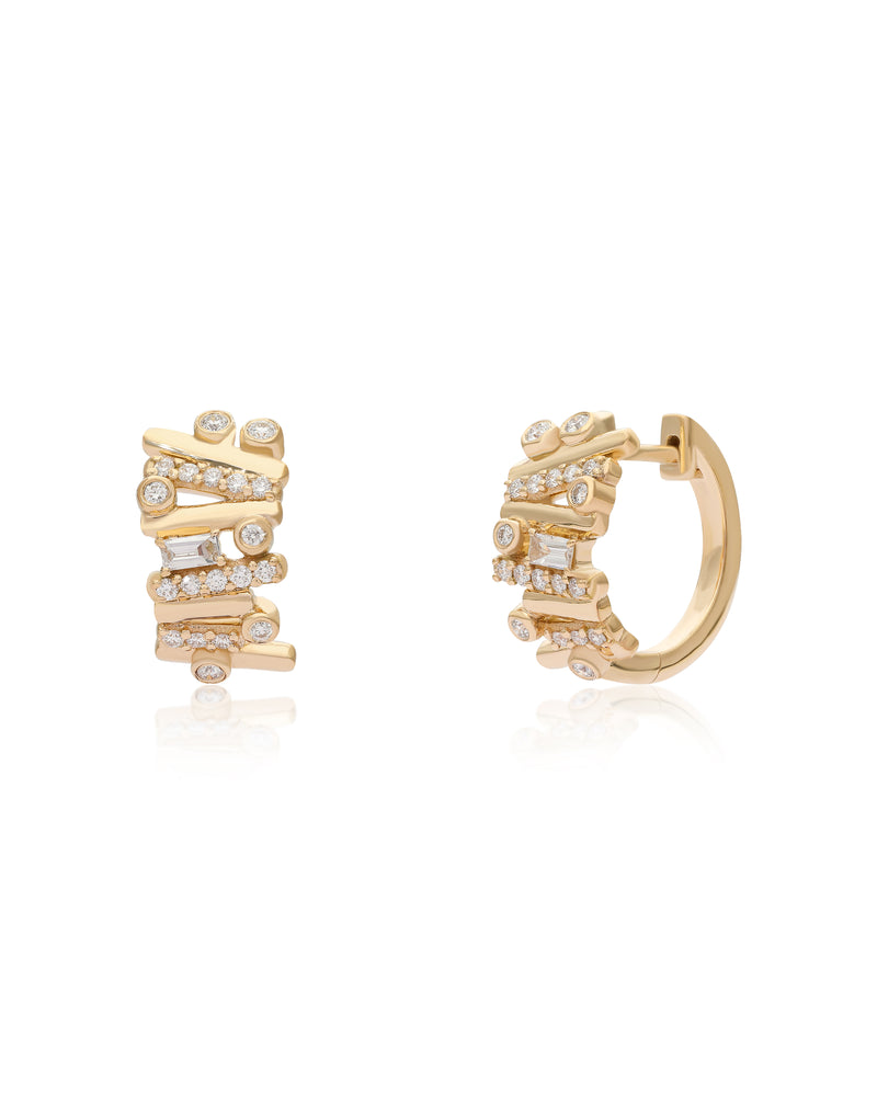 Ethereal Dream Diamond 14k Gold Huggies