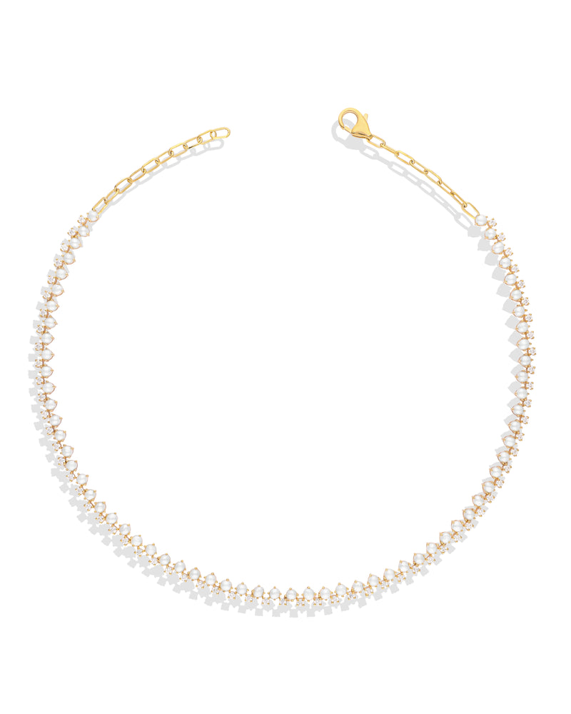Timeless Sparkle Tennis Necklace - Pearl