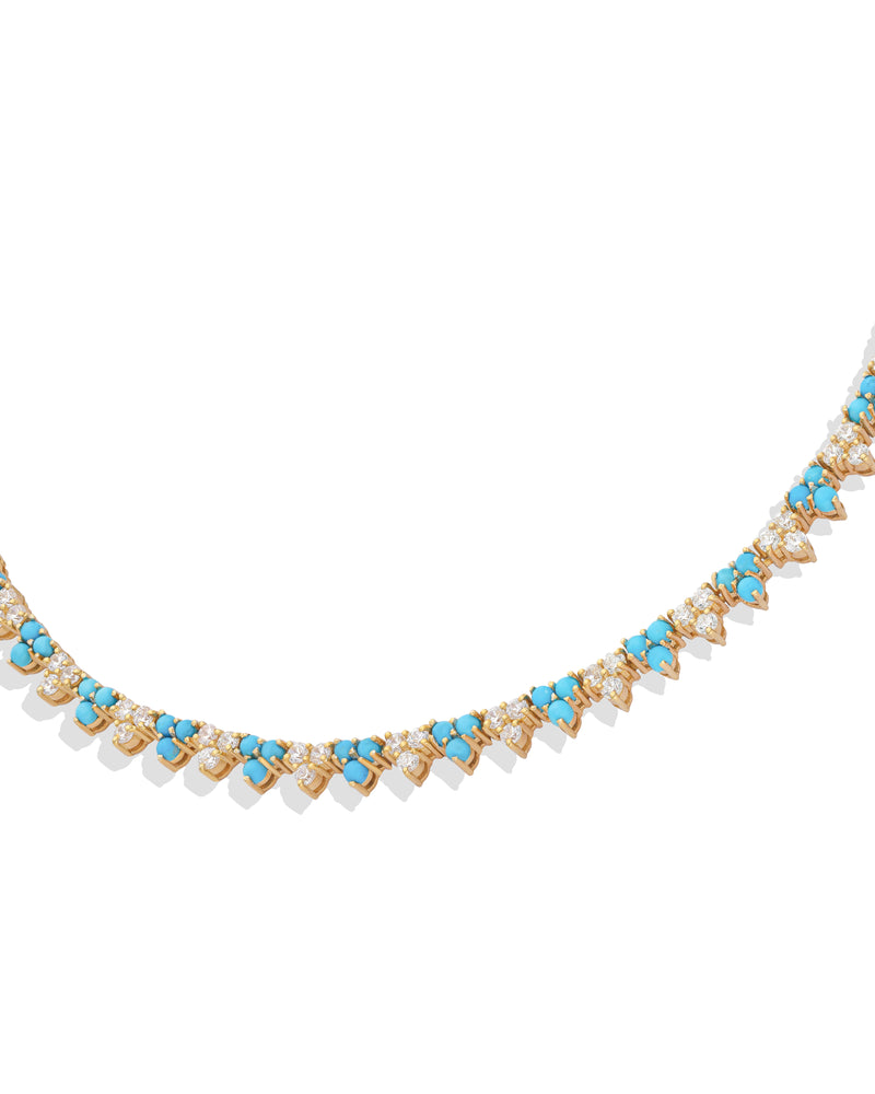 Timeless Sparkle Trio-Tennis Necklace - Turquoise