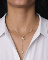 Ethereal Caress Duo 14k Gold Lariat Necklace