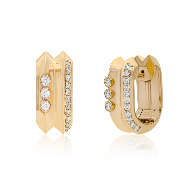 Ethereal Echo Diamond 14k Gold Hoops