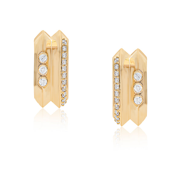 Ethereal Echo Diamond 14k Gold Hoops