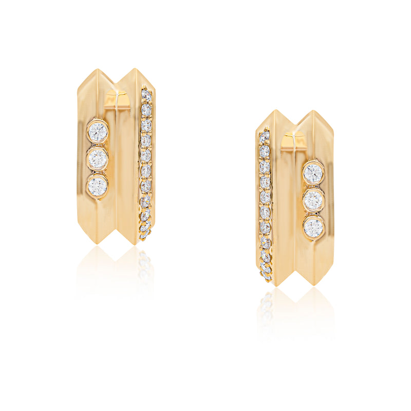 Ethereal Echo Diamond 14k Gold Hoops