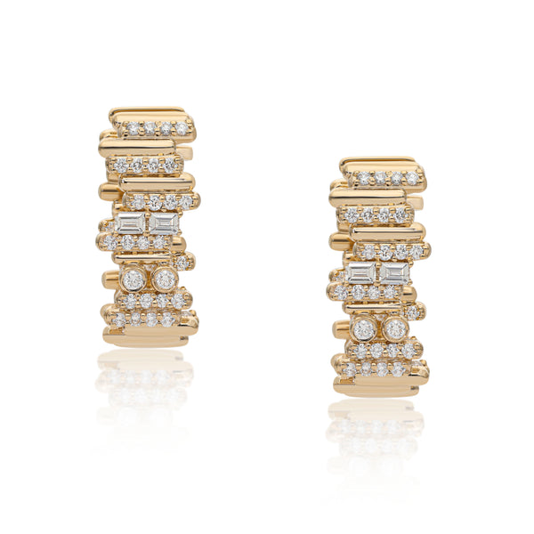Ethereal Cascade Diamond 14k Gold Statement Hoops
