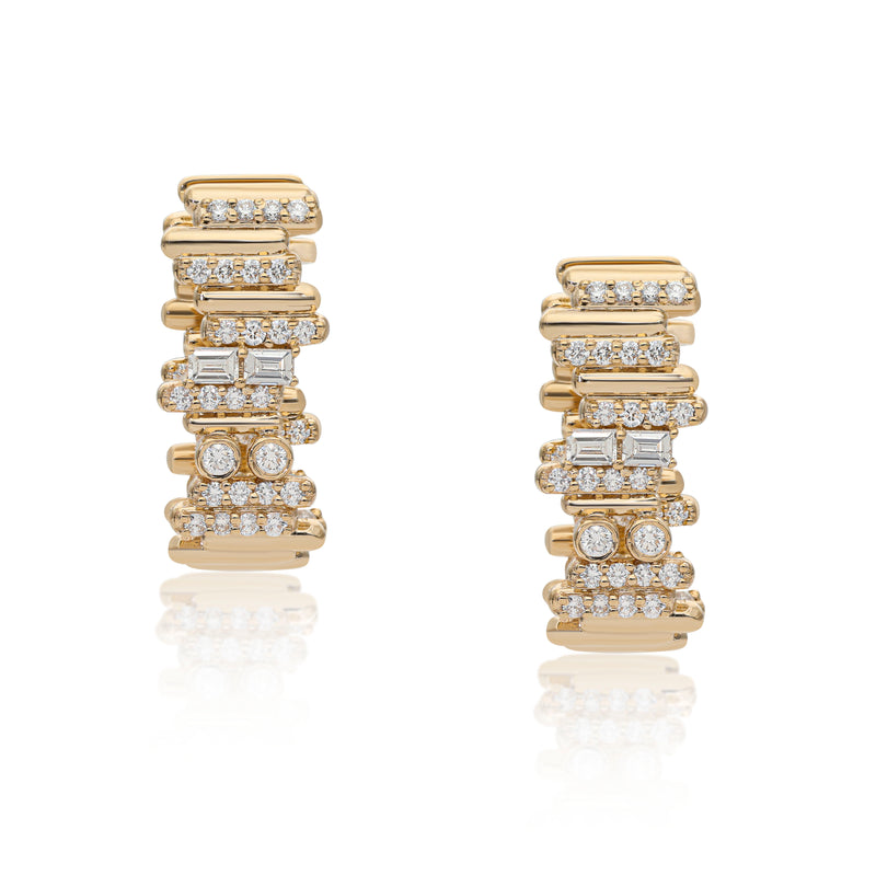 Ethereal Cascade Diamond 14k Gold Statement Hoops