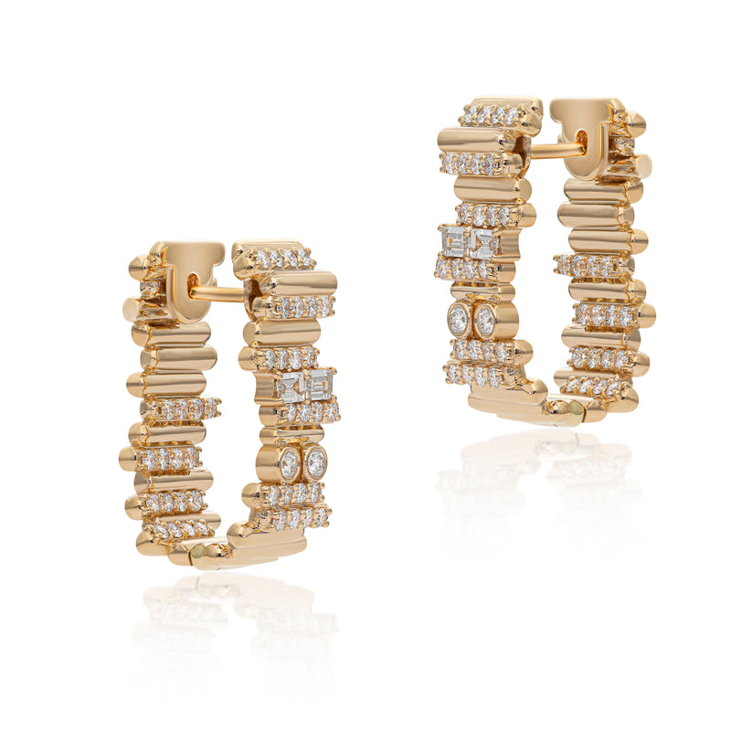 Ethereal Cascade Diamond 14k Gold Statement Hoops