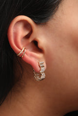 Ethereal Cascade Diamond 14k Gold Statement Hoops