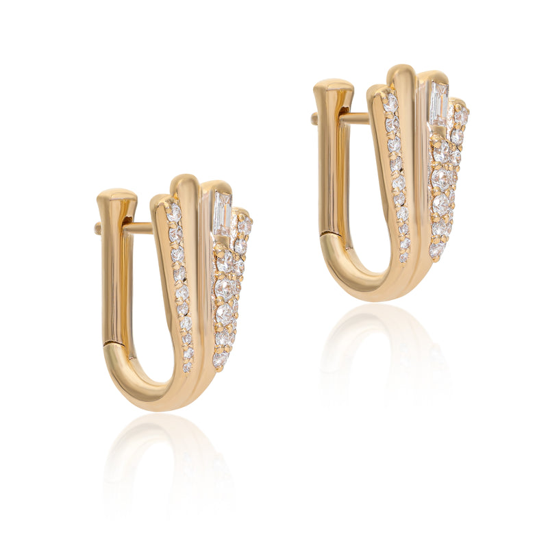 Ethereal Caress Diamond 14k Gold Huggies