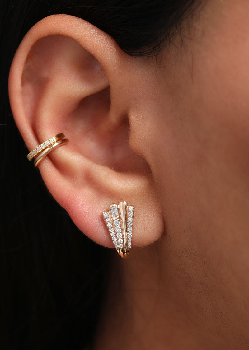 Ethereal Caress Diamond 14k Gold Huggies