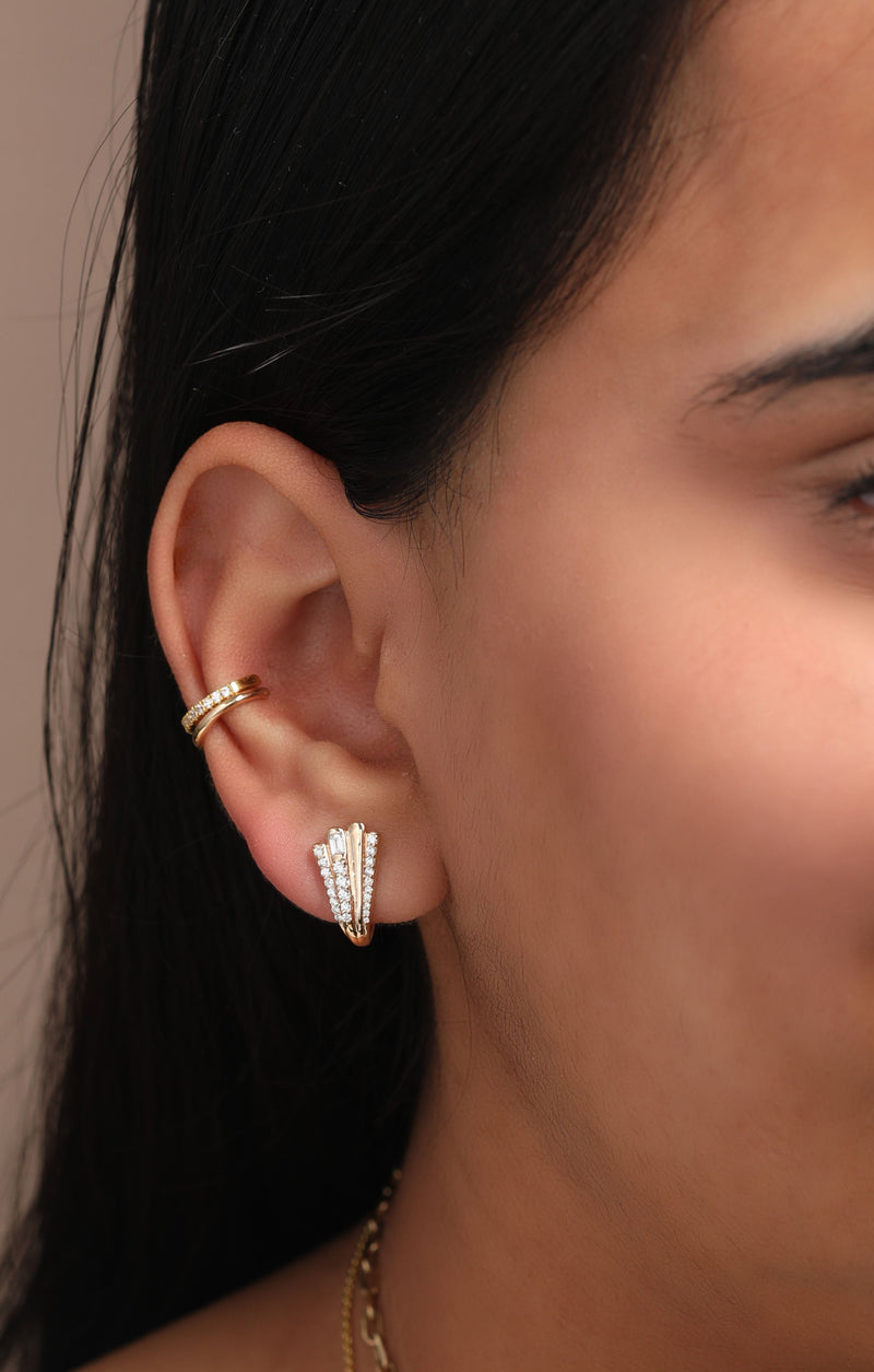 Ethereal Caress Diamond 14k Gold Huggies
