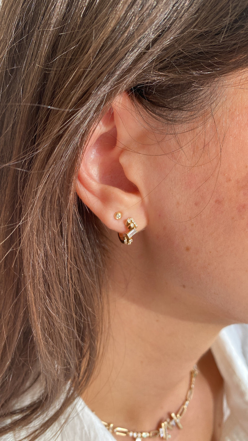 Ethereal Nugget Diamond 14k Gold Huggies