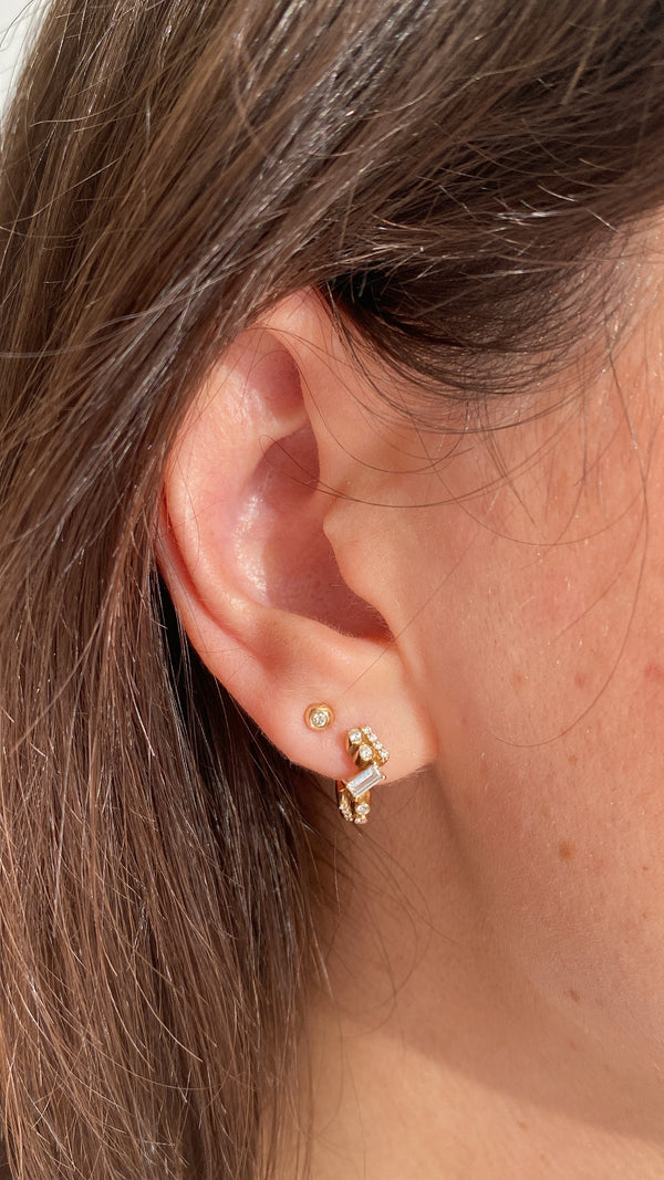 Ethereal Nugget Diamond 14k Gold Huggies