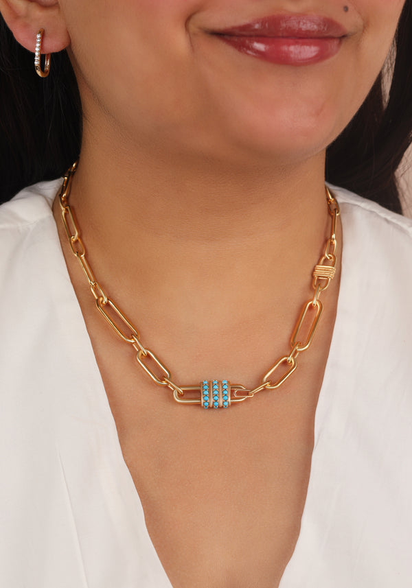 Naia Turquoise Stone Vermeil Link Necklace