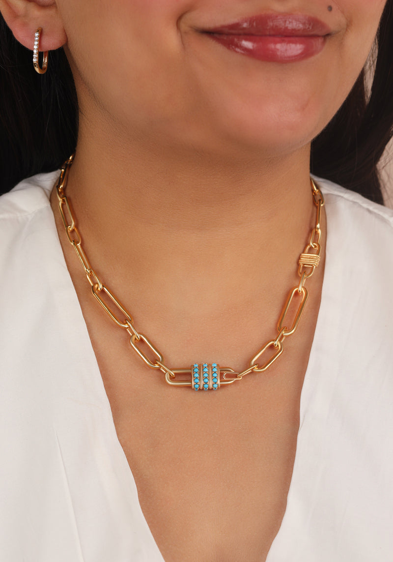 Naia Turquoise Stone Vermeil Link Necklace