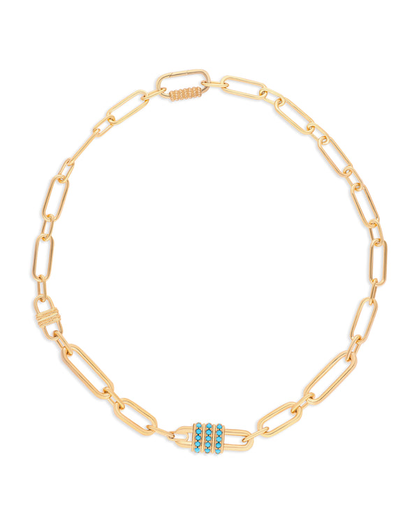 Naia Turquoise Stone Vermeil Link Necklace