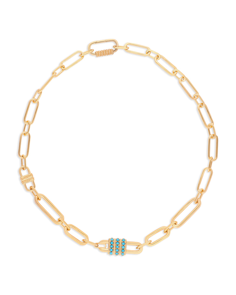 Naia Turquoise Stone Vermeil Link Necklace