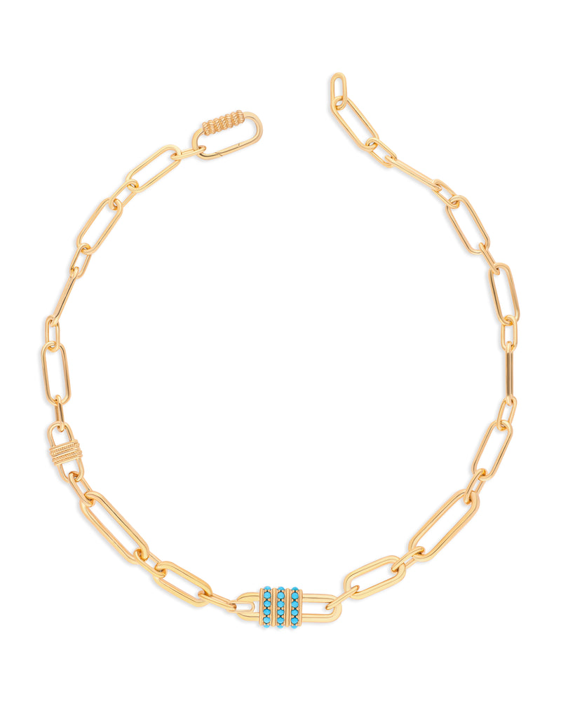 Naia Turquoise Stone Vermeil Link Necklace