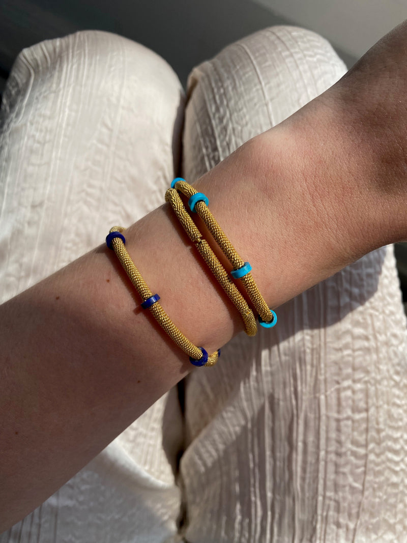 Thea Woven Gold Bracelet - Lapis