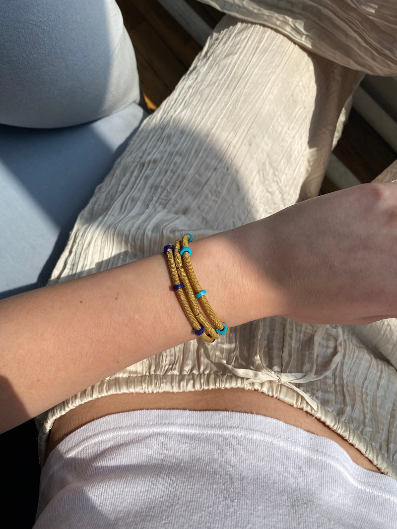 Thea Woven Gold Bracelet - Turquoise