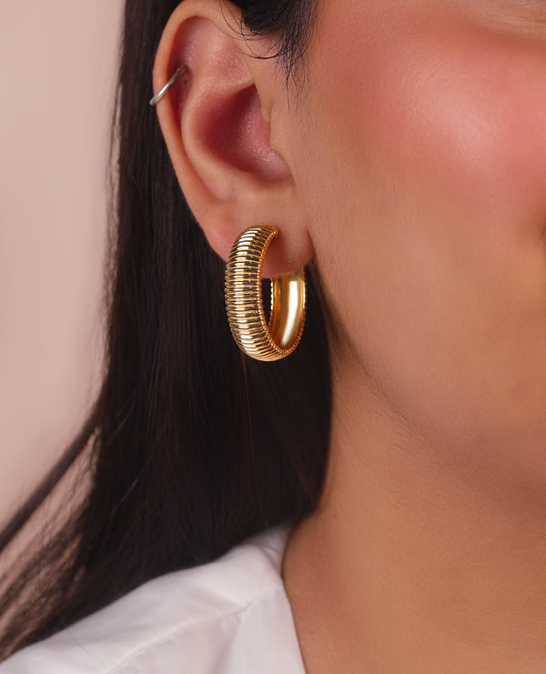 Ridged Dome Vermeil Hoops