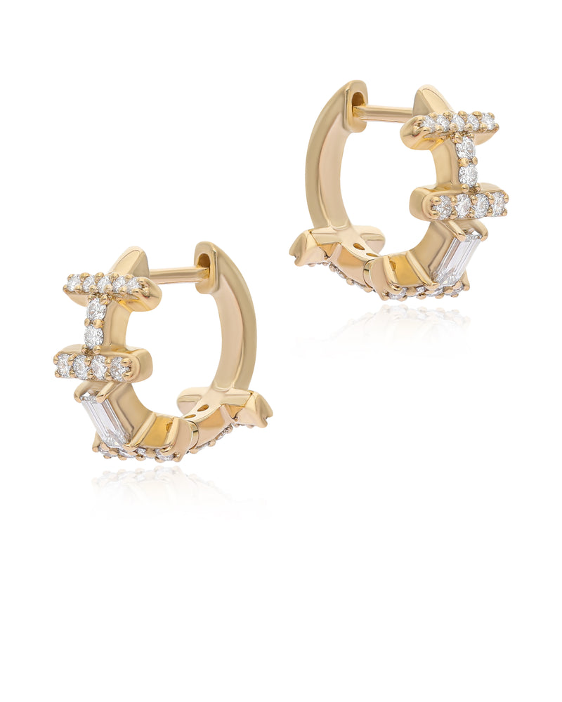 Ethereal Saga 14k Gold Diamond Huggies