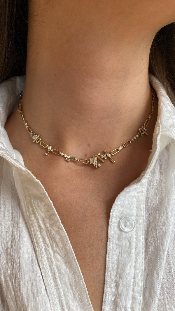 Ethereal Caress Multi-Stone 14k Gold  Necklace