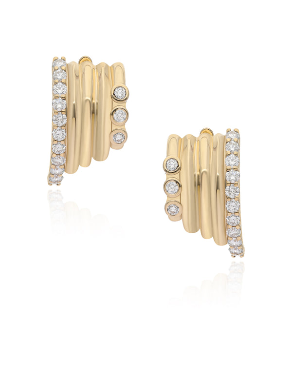 Ethereal Venetian 14k Gold Diamond Huggies
